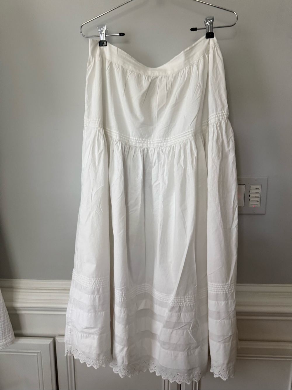Doen White Tiered Midi Skirt with Eyelet Trim - Picture 4 of 6